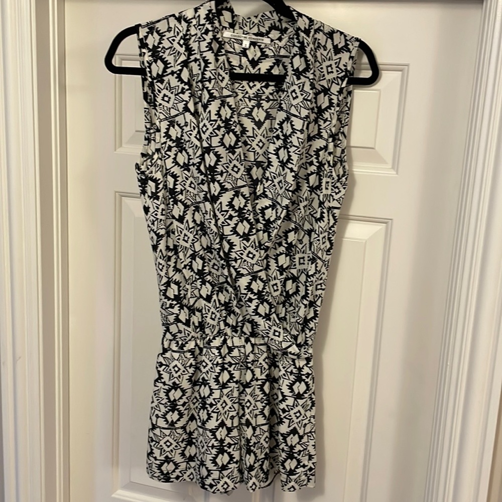 Black & Cream Wrap Front Romper
